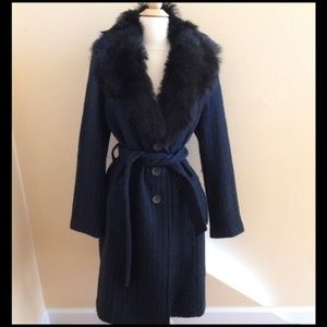 Banana Republic wool belted coat removable collar